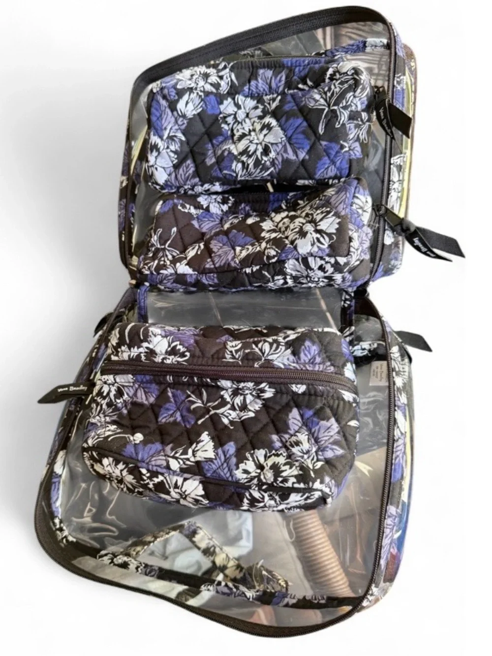 Vera Bradley Frosted Floral 4-Piece Cosmetic Travel Set Clear-Makeup Vacation